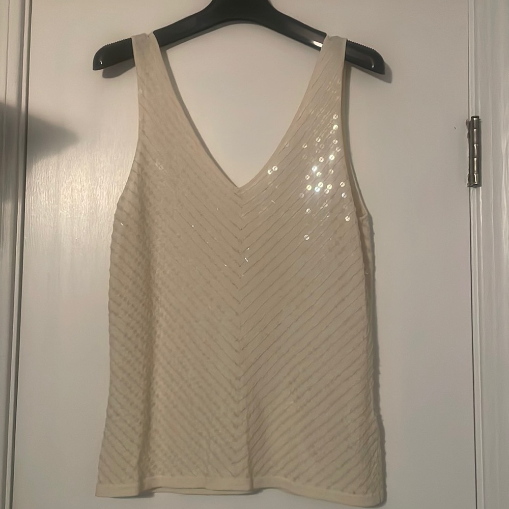 Vintage Jones New York Double V-Neck Sequined Sweater Shell S